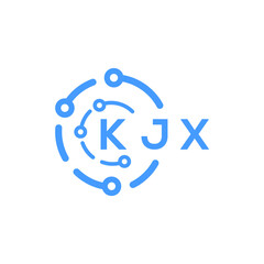 KJX technology letter logo design on white  background. KJX creative initials technology letter logo concept. KJX technology letter design.
