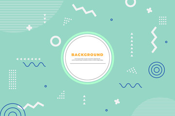 Blue abstract background with memphis and shapes