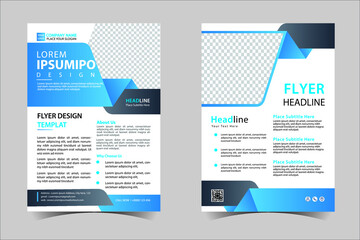 Blue corporate business annual report brochure flyer design template vector, Leaflet cover presentation abstract geometric background, modern publication poster magazine, layout in A4 size