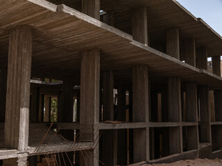 Obraz premium Construction works. Construction of buildings using modern technologies.