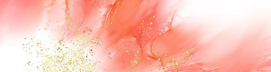 Vector coral banner. Hand drawn abstract paint brush stroke.