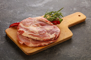 Raw pork meat neck steak
