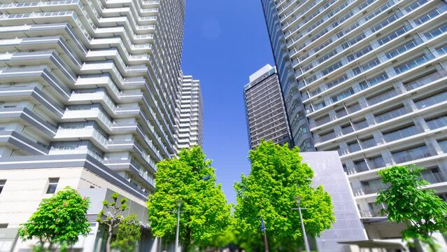 横浜 タイムラプス　タワーマンション群