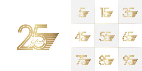 set of anniversary premium collection golden color can be use for celebration event