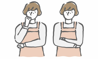 困っている女性イラスト（ポーズ別）