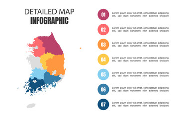 Fototapeta na wymiar Modern Detailed Map Infographic of South Korea