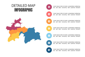 Fototapeta na wymiar Modern Detailed Map Infographic of Tajikistan