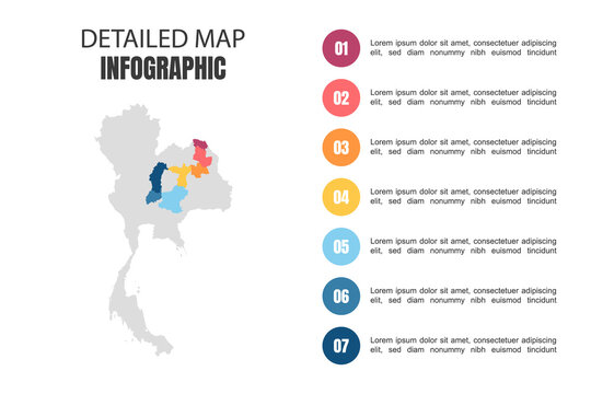 Modern Detailed Map Infographic of Thailand