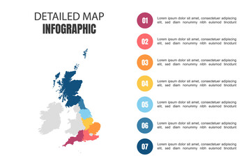 Obraz premium Modern Detailed Map Infographic of United Kingdom