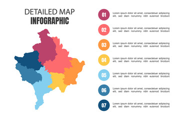 Fototapeta na wymiar Modern Detailed Map Infographic of Kosovo