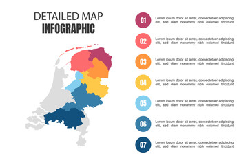 Fototapeta na wymiar Modern Detailed Map Infographic of Netherlands