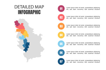 Fototapeta na wymiar Modern Detailed Map Infographic of Serbia