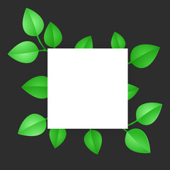 White empty space for text with decorated green leaves.  designed template in flat gadient style vector illustration.