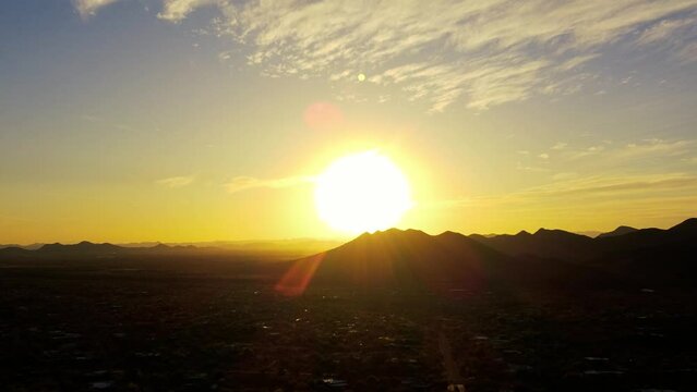 High Definition 4k Drone Shots of Northern Phoenix, Arizona. Black Mountain. Sunset
