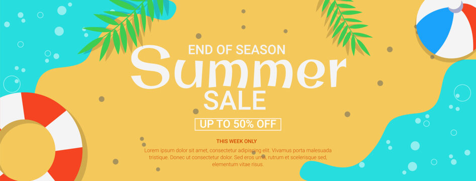 holiday themed banner template design. summer beach banner template