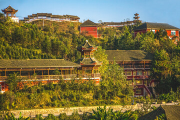 Naklejka premium Old Chinese Restaurant Countryside Guizhou Province China