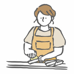 食器洗いをする女性イラスト