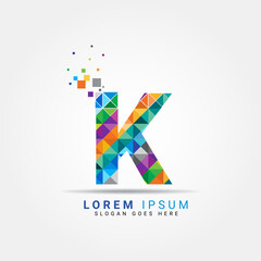 Letter K geometric logo design template with perfect combination of colors for business and company identity. Abstract initial K alphabet logo element