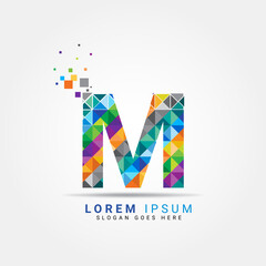 Letter M geometric logo design template with perfect combination of colors for business and company identity. Abstract initial M alphabet logo element