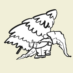 Christmas gnome carries Xmas tree coloring