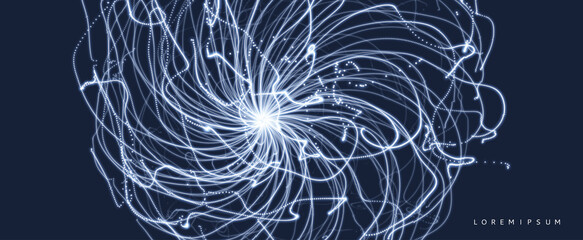 3d abstract sphere. Array with dynamic particles. Background for medicine, science or technology. Vector illustration for for banner, flyer, poster, cover, brochure or presentation.