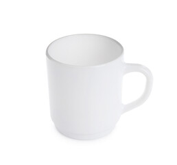 Empty ceramic cup on white background