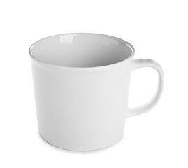 Empty ceramic cup on white background