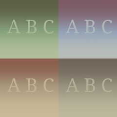 capital letters ABC on colour gradients of contrasting and similar hue