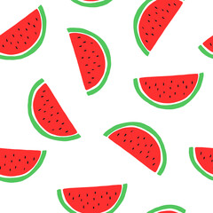 watermelon seamless pattern. hand drawn vector illustration. minimalism. wallpaper, textile, wrapping paper, background. juicy, fresh, fruits, summer, food.