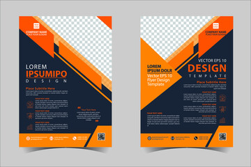Orange and Black corporate business annual report brochure flyer design template vector, Leaflet cover presentation abstract geometric background, modern publication poster magazine, layout in A4 size