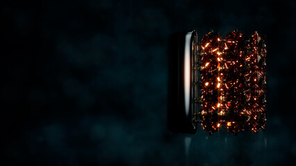 goldish bangle with red ruby jewels on black, isolated, not real design - object 3D illustration