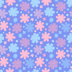 Seamless pattern flower retro 70-s. Vintage textile design fashion. Repeat hippie style.