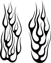 Fire flames isolated template. Tribal vector design. Car stickers. Icon fire illustration. Multiple shape tattoo design.