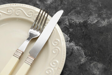 Simple table setting on  grunge background
