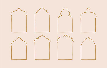 Collection of line design with window,door,arch.Editable vector illustration for website, sticker, tattoo,icon