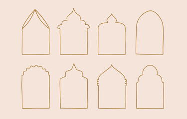 Collection of line design with window,door,arch.Editable vector illustration for website, sticker, tattoo,icon