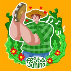 festa junina illustration crayon style