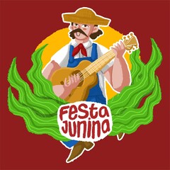 festa junina illustration crayon style