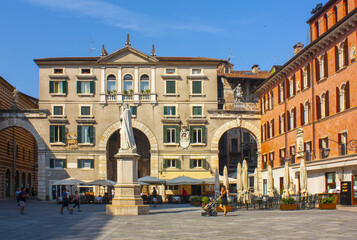 Monument to Dante on the Piazza dei Signori in Verona
