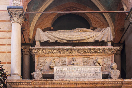 Marble Tomb Of Can Francesco Called Cansignorio Della Scala (1340-1375) In Verona, Italy	
