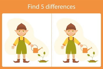 Children's game find five differences
