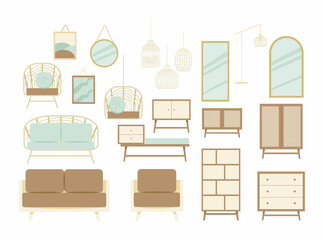 Set of Scandinavian style furniture icons 