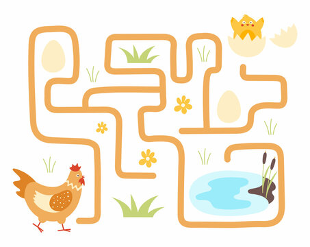 Children's maze with chicken
