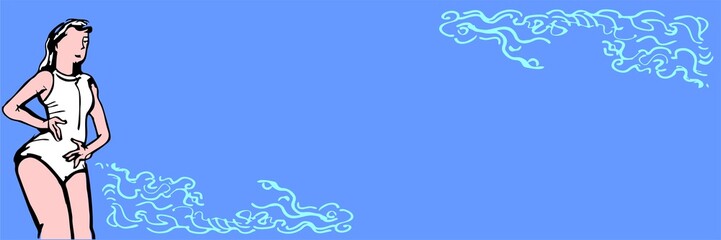 girl relaxing by the sea, shadows of coconut trees and rocks, waves.