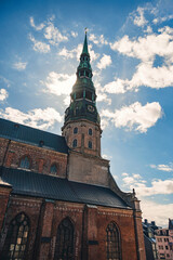Fototapeta na wymiar Beautiful architecture in Old Riga, during sunny spring day