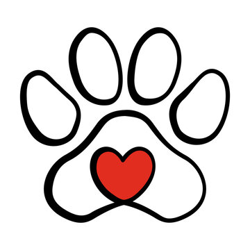 recommend clip art: Dog and cat heart paw print vector icon. Animal love sticker.
