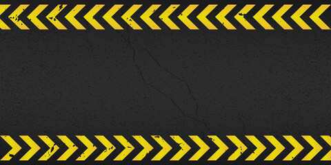 Yellow Stripped Rectangle on black background. Blank Warning Sign. Warning Background. Template.  Under construction. Vector illustration EPS10. - obrazy, fototapety, plakaty