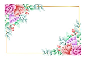 Frame Flower Watercolor Arrangement for wedding invitation card