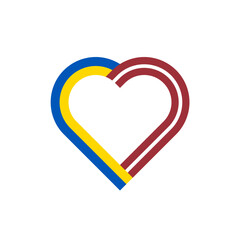 unity concept. heart ribbon icon of ukraine and latvia flags. vector illustration isolated on white background
