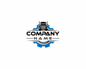 Car, Track Repair Service Logo Design. Automotive, Gear and Garage Logotype Vector  Illustration.